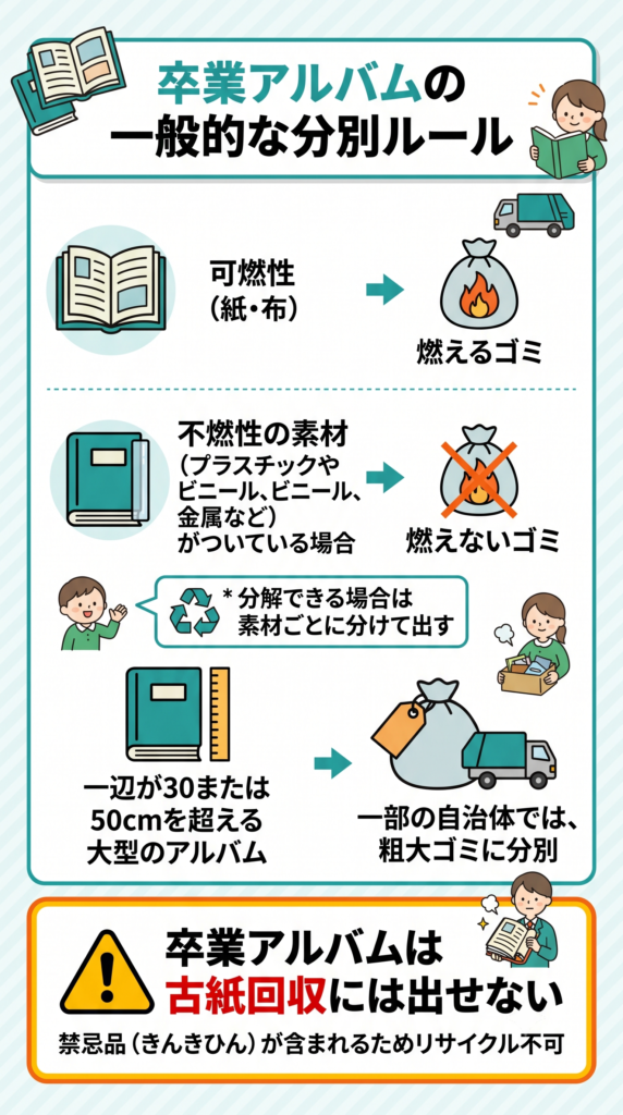 卒業アルバム 捨て方 処分 分別 古紙回収 燃える 燃えない