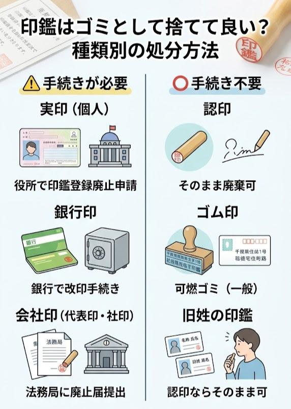 印鑑 捨て方 処分 手続き 早見表