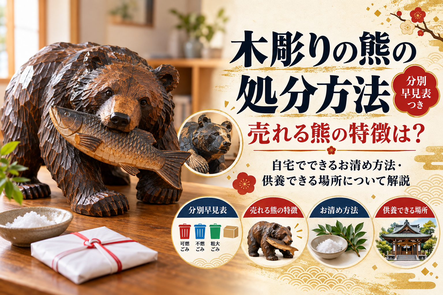 木彫りの熊 処分 捨て方 分別 ゴミ 供養 売れる