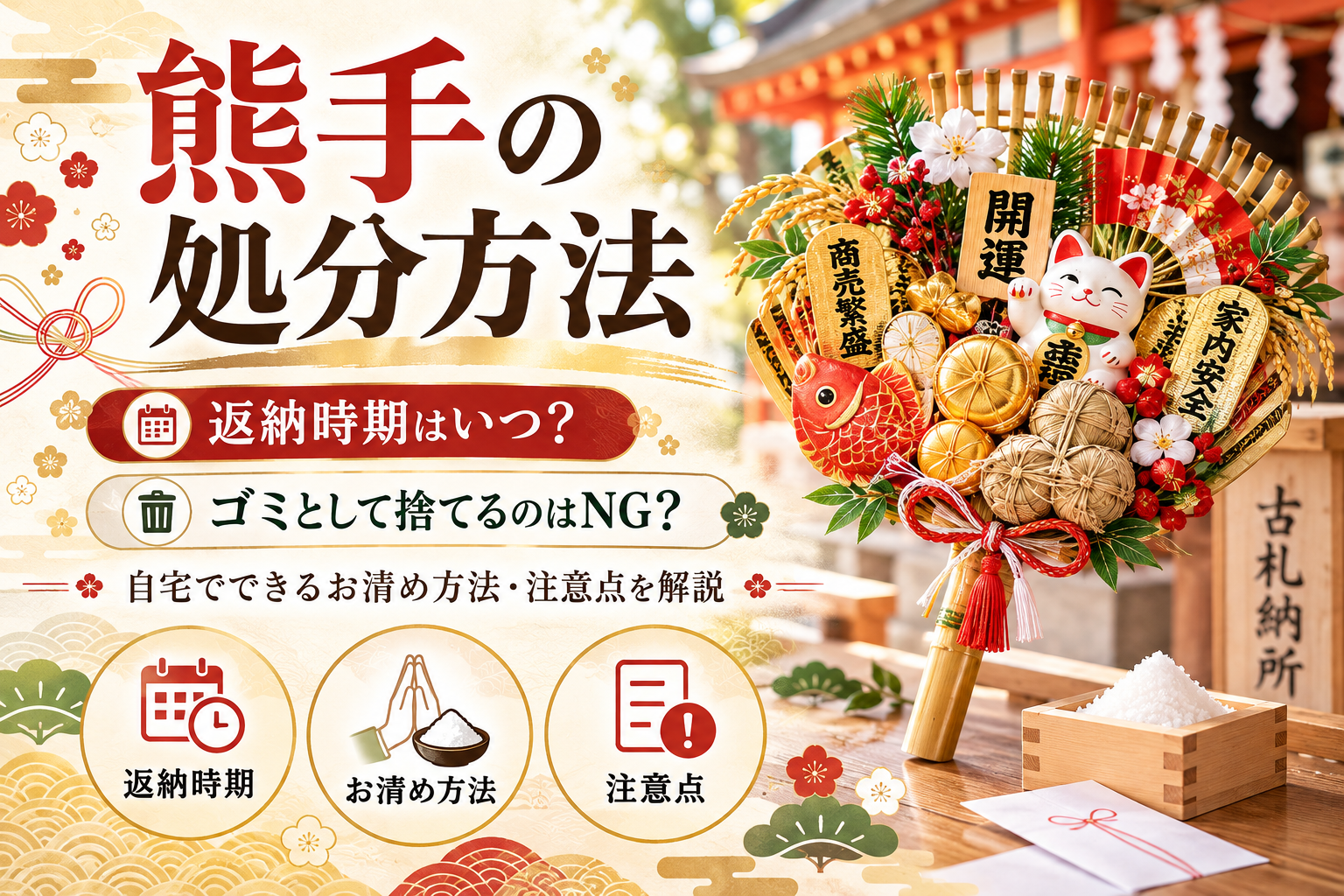 熊手 処分 捨て方 お清め 自宅 ゴミ 返納