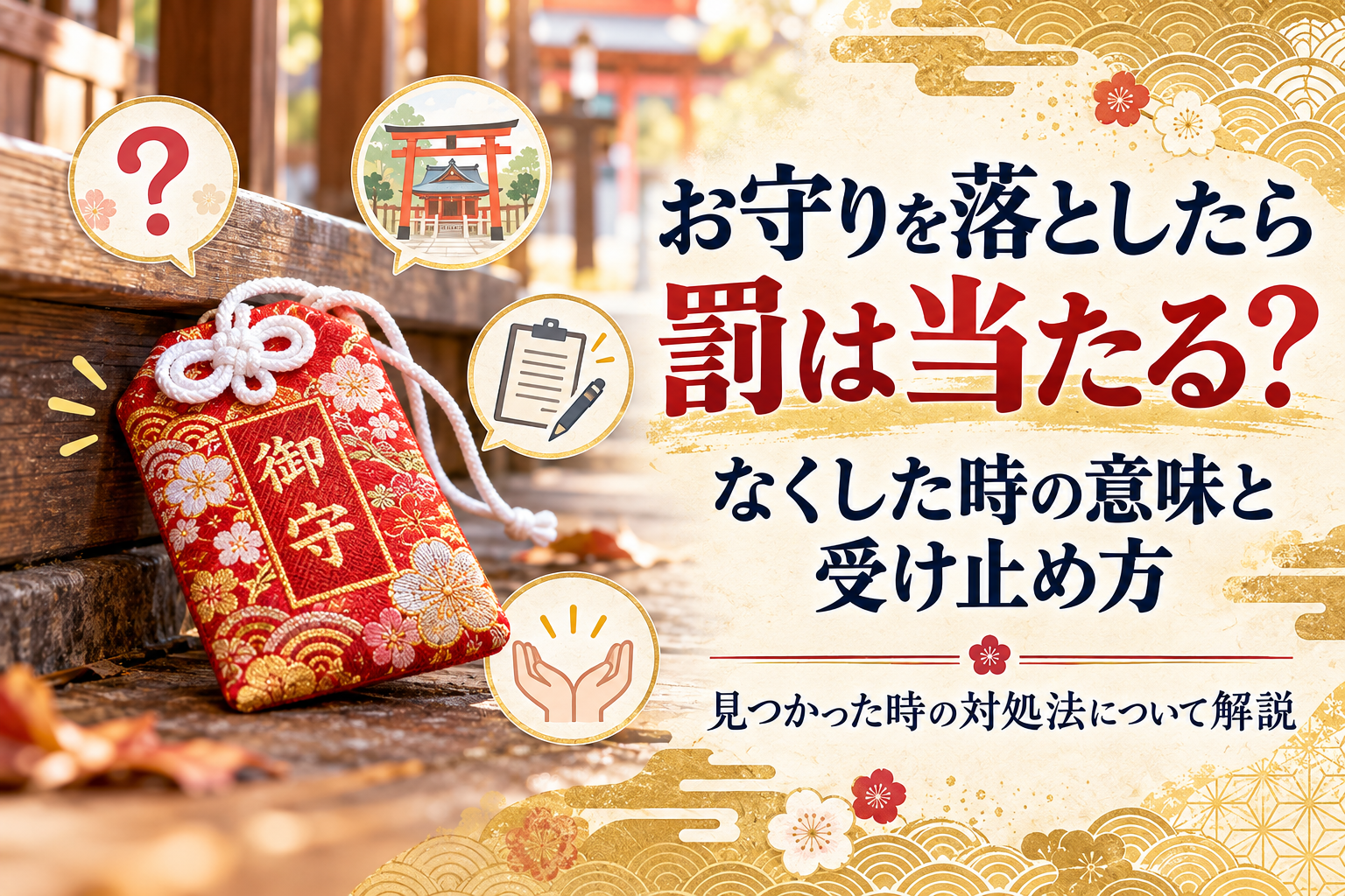 お守り 落とした なくした 意味 罰が当たる スピリチュアル